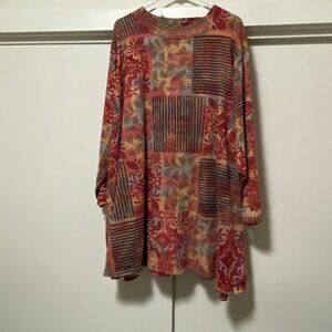 Winter Sun, long sleeve, beautiful colors long tunic, size 3X-5X